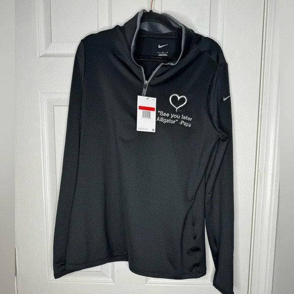 NIKE NWT Woman’s Black Golf Quarter Zip Custom Embroidered Size Large - Picture 1 of 8